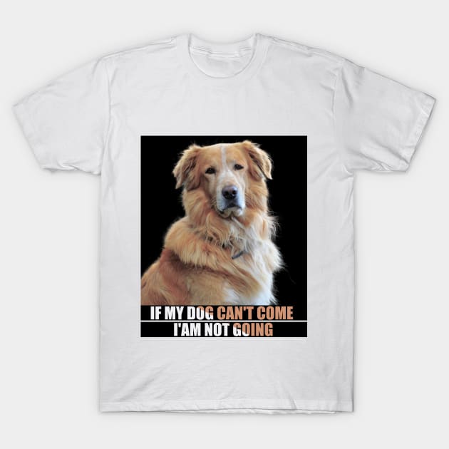 a cute furry dog with a caption : If my dog can't come i'am not going. for pet lovers T-Shirt by badCasperTess